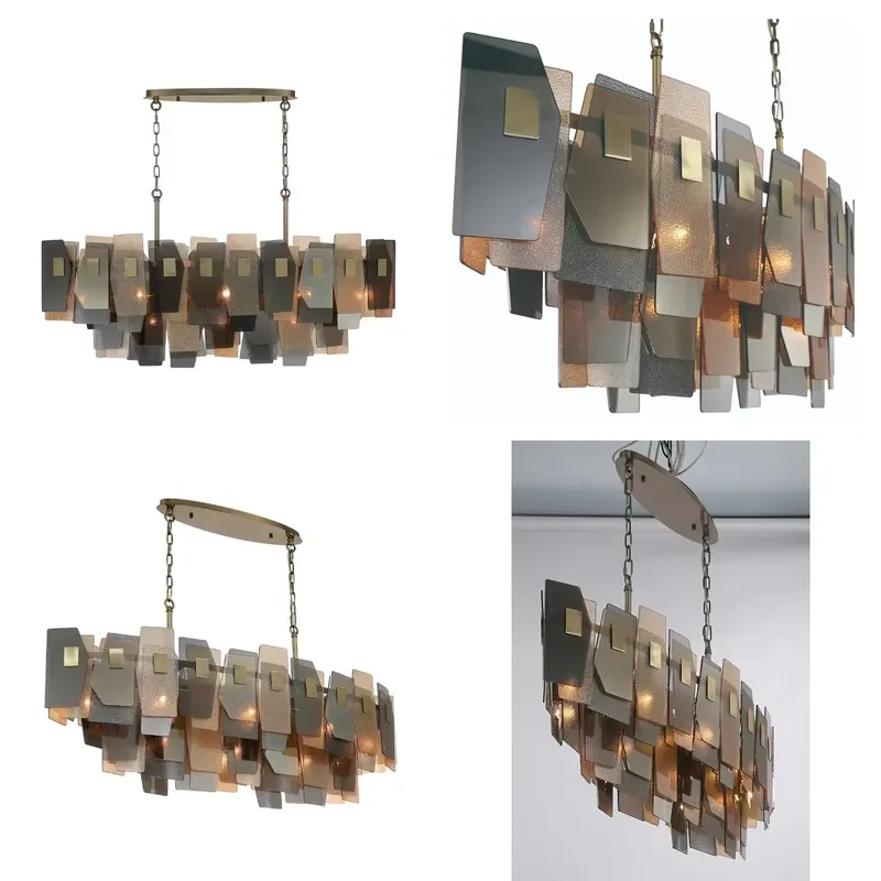 Art Glass LED Ceiling Chandelier Gold Modern Luxury Decorative Lighting for Dining Room Living Room Hotel