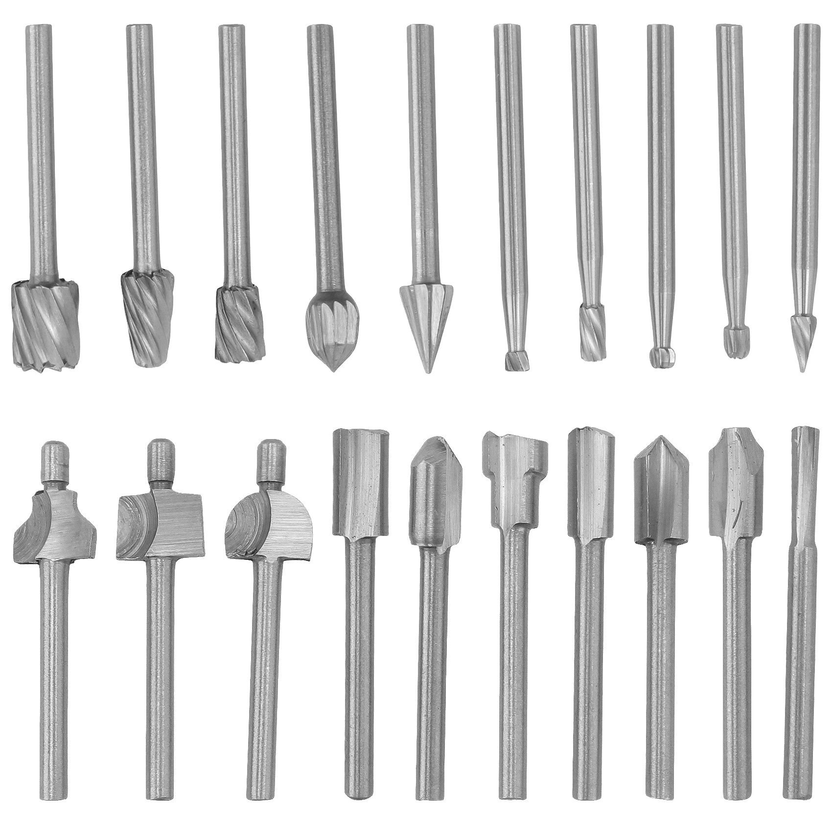 ABSS-20Pc HSS Router Carbide Engraving Bits For Dremel Router Bit Set 1/8 Inch(3Mm) Shank For Dremel Proxxon Rotary Tools