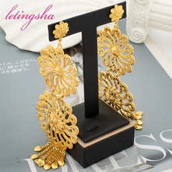 Classic Women Drop Earrings Luxury 18K Gold Plated Long For Dangle Earrings Big Jewelry Findings For Party Earrings
