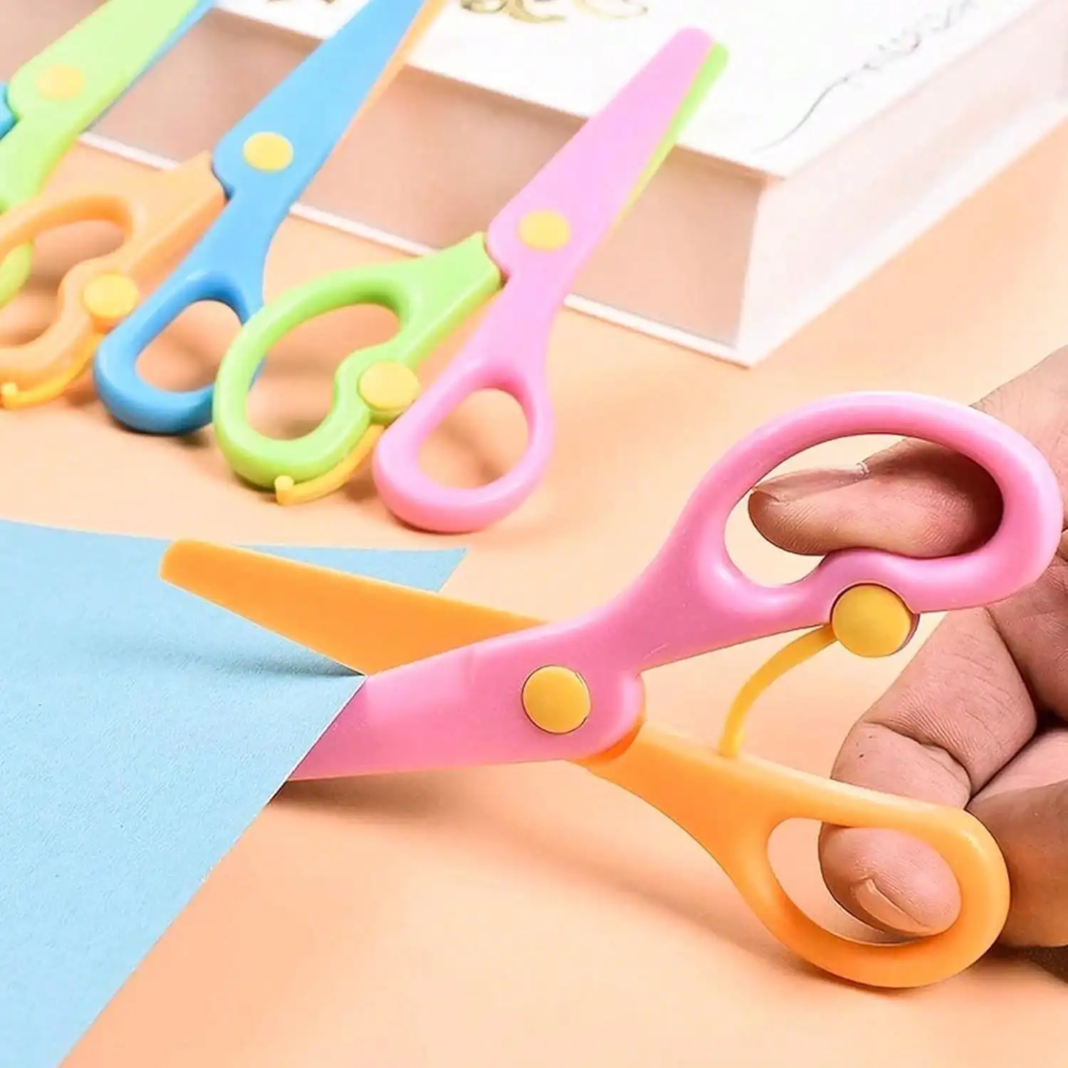 Kids Craft Safety Scissors, Cute Colored Training Scissors for Preschool Learning, Paper Art Projects and School Supplies