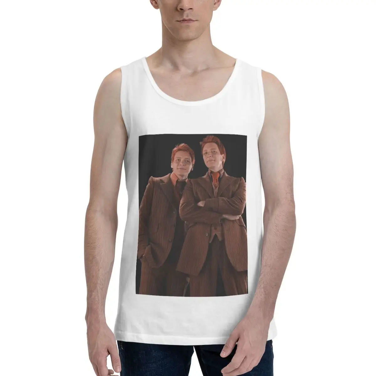 Weasley Twins Printing Fashion 100% Cotton Men's Sweatshirt Vest Sleeveless Clothing Tees Men Tank Tops T-shirt