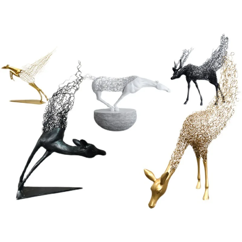 

Iron art, hollow out, abstract, sika deer, sculpture, hotel, villa, courtyard