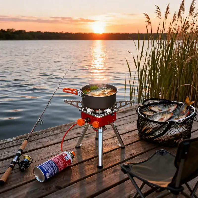 

Outdoor Portable Ultralight Windproof Mini Camping Gas Stove Travel Picnic Folding Durable Adjustable Metal BBQ Gas Stove