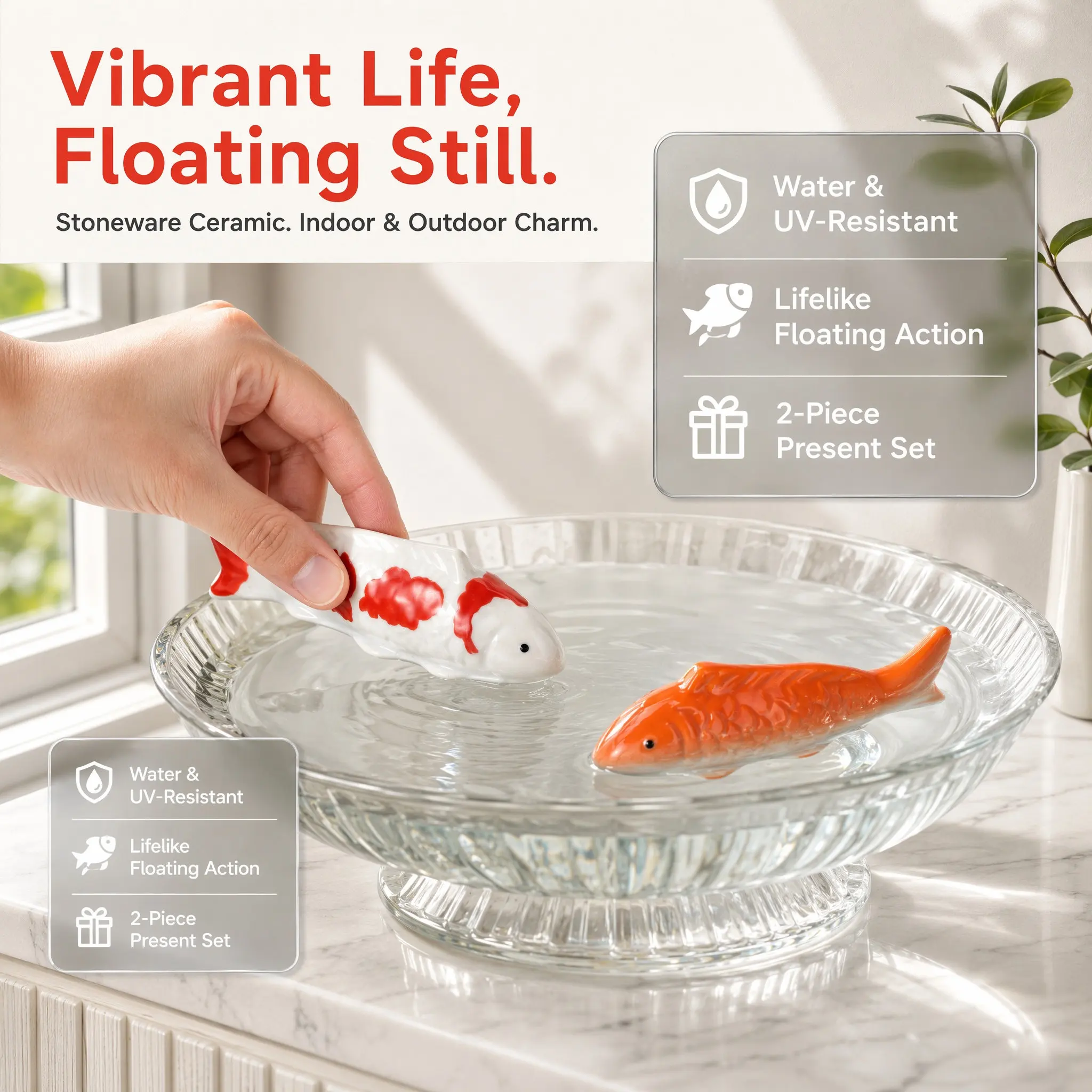 2Pcs Floating Fish Decoration Lifelike Ceramic Fish Aquarium Pond Outdoor Underwater Crafts Bright Color Natural Vivid Aquarium