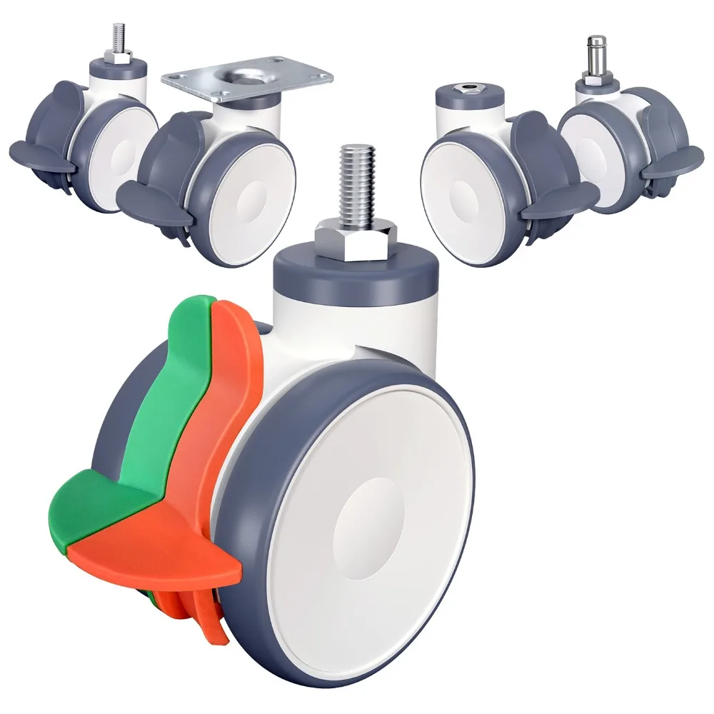 4pcs 1.5 Inch Flat Casters Right-Angle Wire Teeth Planter With Furniture Plastic Casters Office Activities Cabinet Wheels