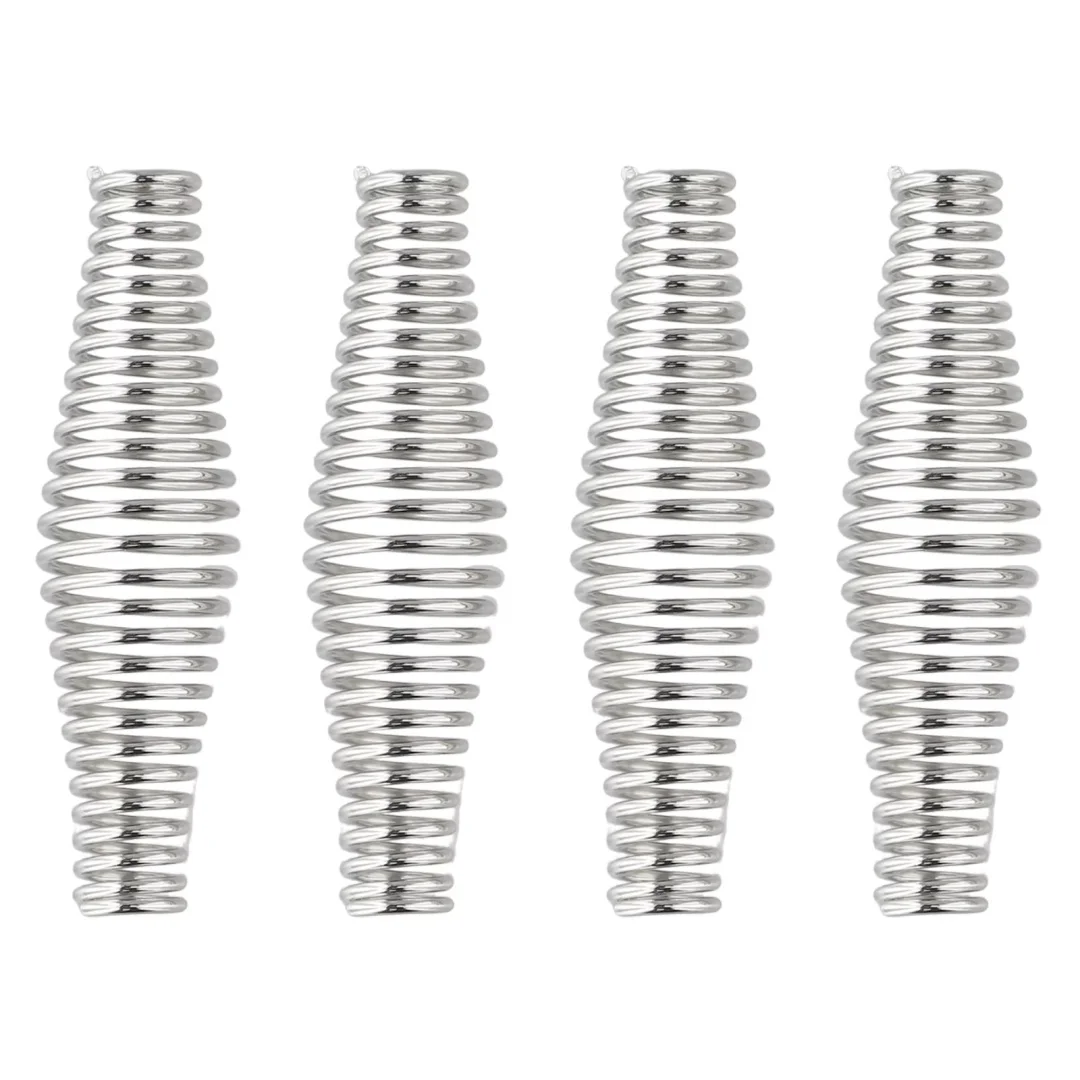 4pcs 11cm Stainless Steel BBQ Heavy Duty Spring Handle Barbecue Elasticity Steel Roll BBQ Smoker Grill Stove Pit Accessories