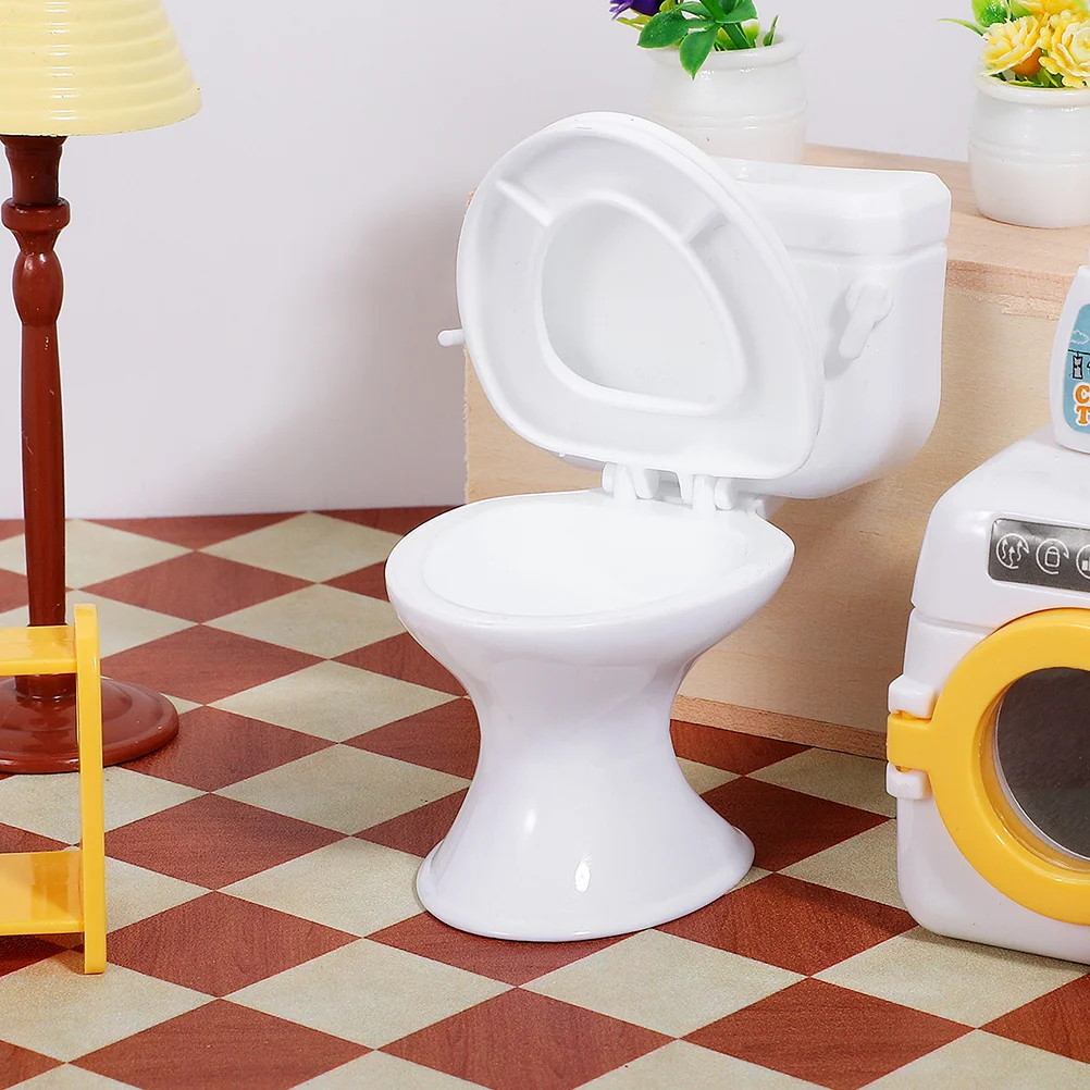 Toilet House Furniture Mini Toy Accessories Dollhouses Toys Crafts Miniature Fall Decor for Kitchen Flush Toilets