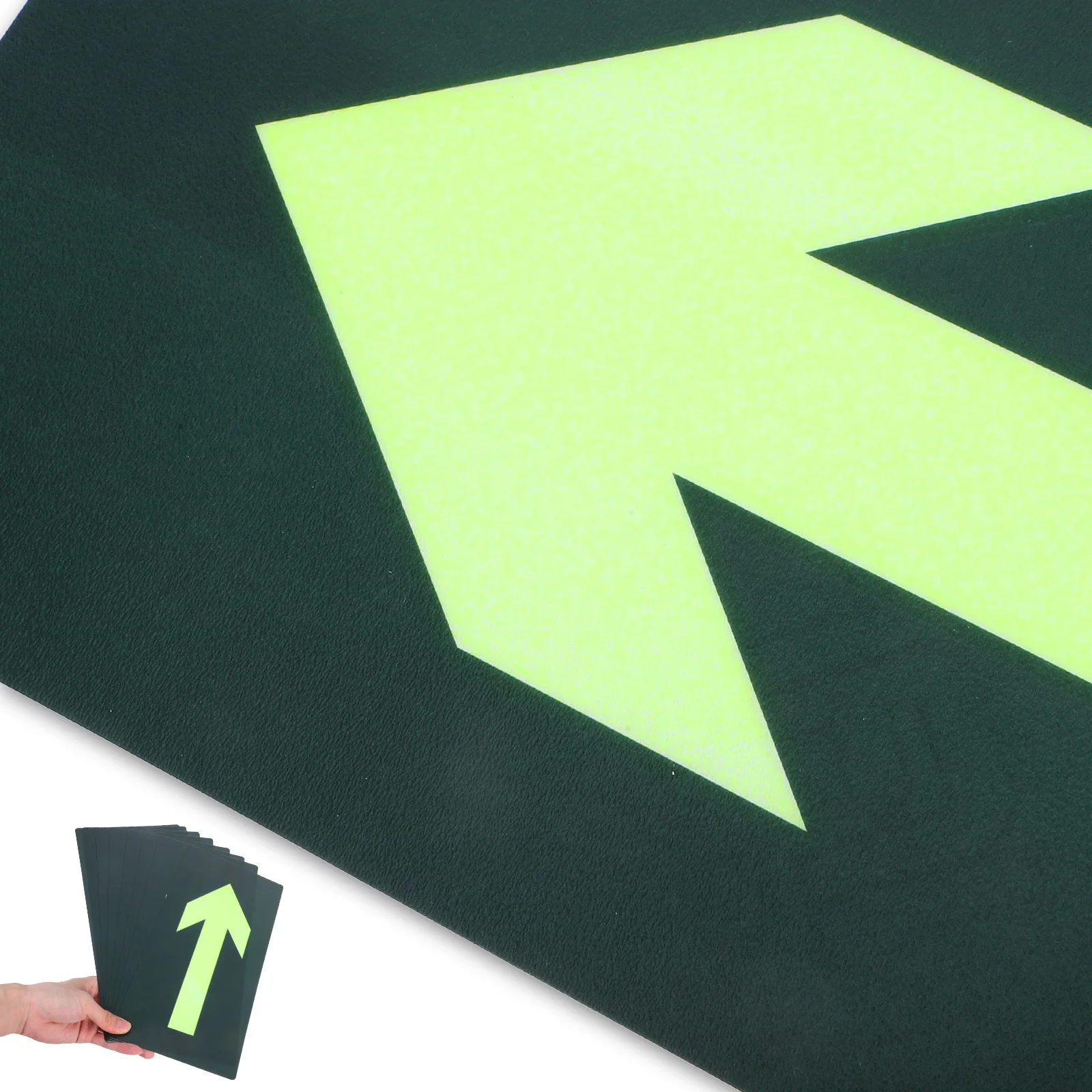 8 قطعة ملصقات خروج الطوارئ المتوهجة الليلية علامات السهم المقاومة للماء للمساحات التجارية العامة نقطة تجميع أمان الإخلاء