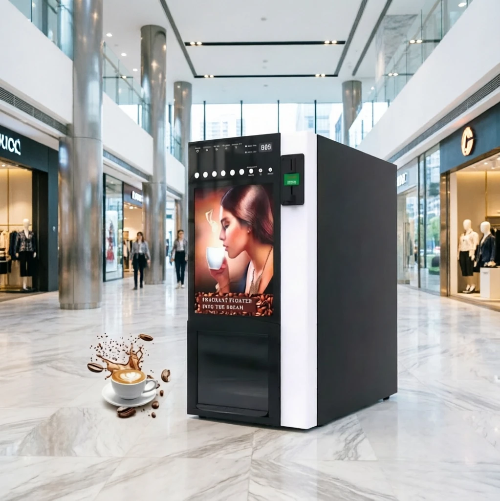 Vending Coffee Machine Hot Cold Dual Temp Multi Hopper Powder Bin Gym Gas Station Fully Automatic Drink Machine