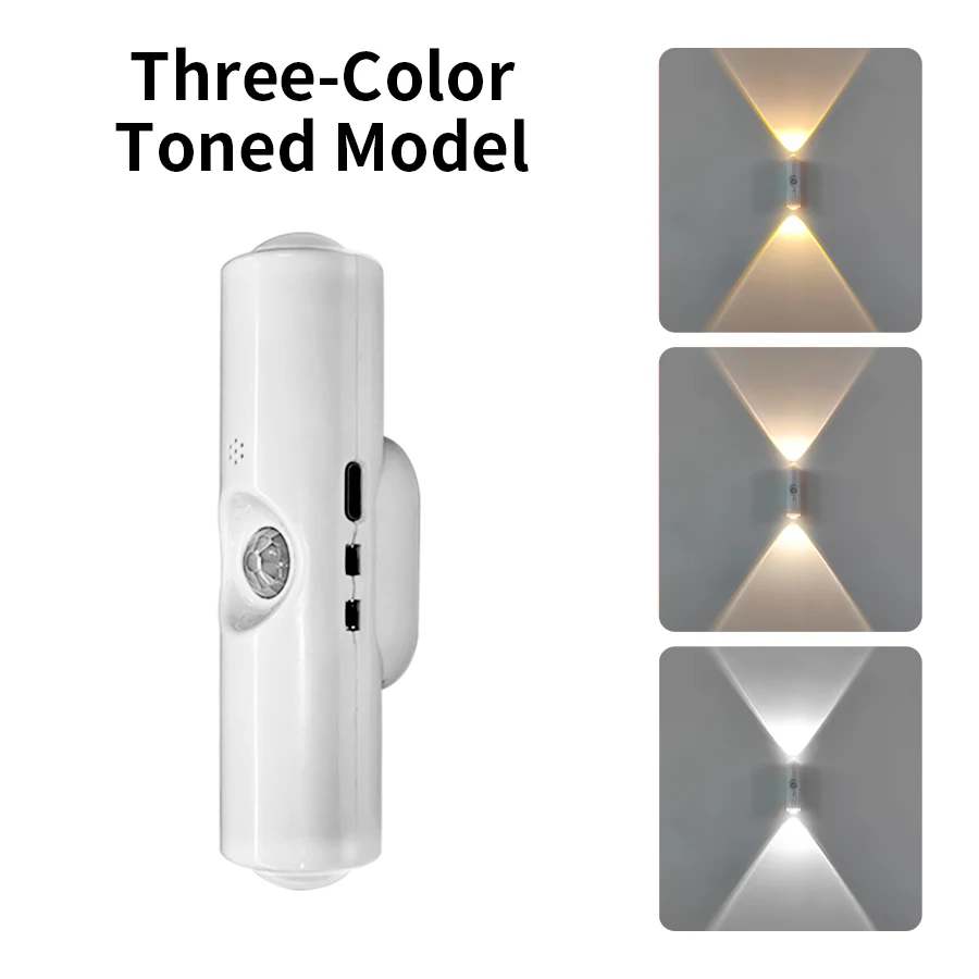 RGB Farbverlauf Bewegungssensor Nachtlicht Wiederaufladbare Wand-Sonnenuntergangslampe Spotlight Magnetisches Ambientelicht für Schlafzimmer Flur Treppe