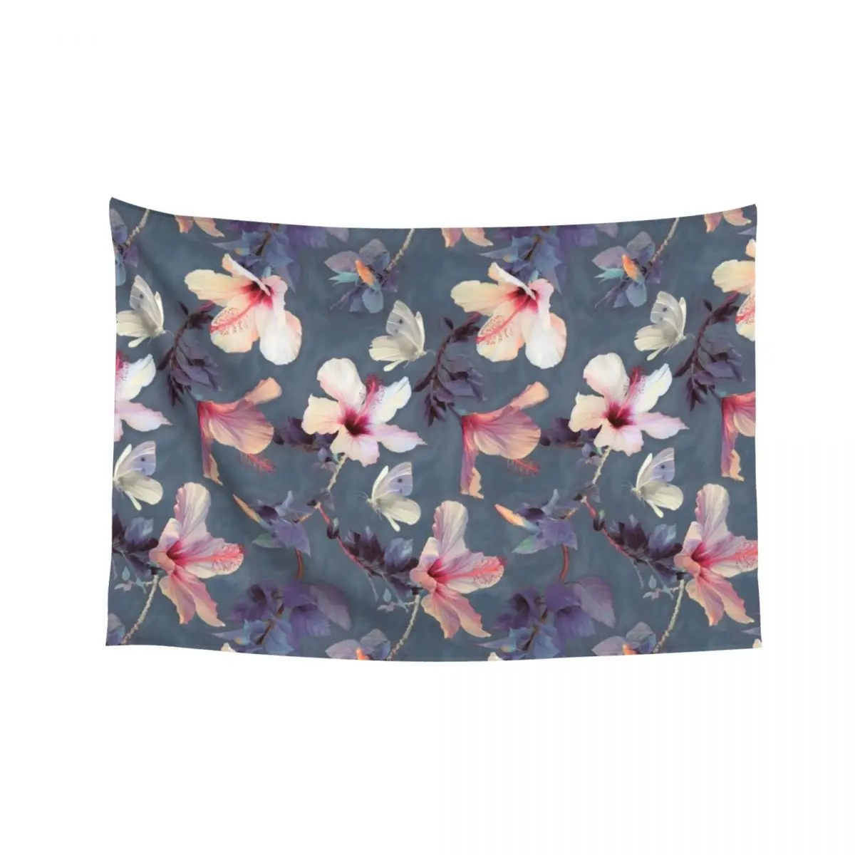 

Butterflies and Hibiscus Flowers - a painted pattern Tapestry House Decorations Wall Decoration Items Tapestry