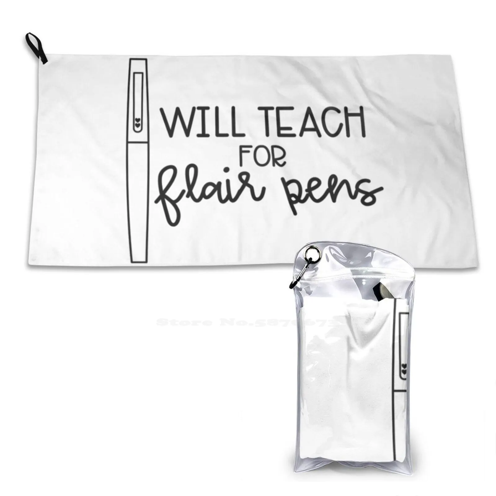 Will Teach For Flair Pens ( Black & White ) Soft Towel Quick Dry Beach Towel Teacher Teaching Flair Pens Educator Middle School