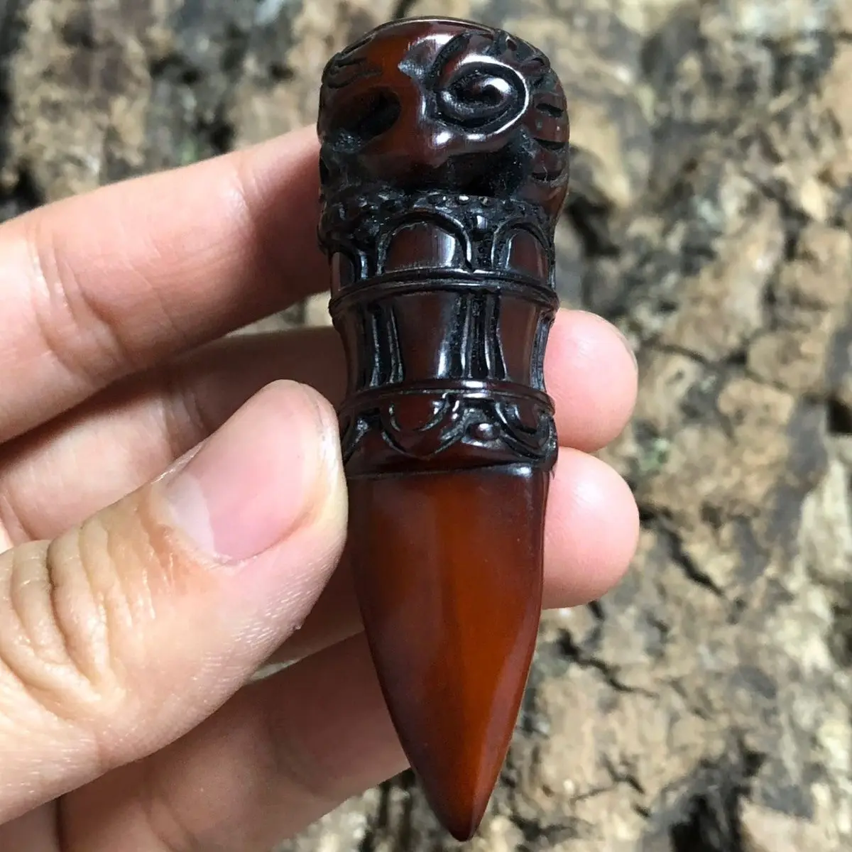 Ox horn Carved Skull vajra pestle Statue Ornaments Craft Gift