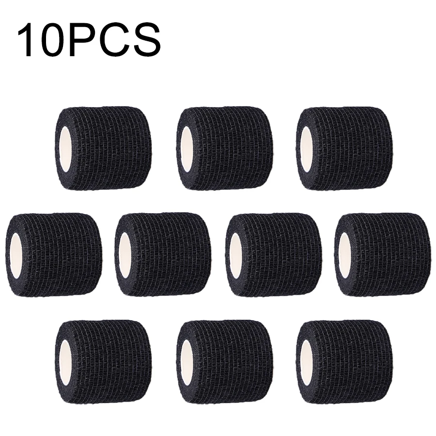 10PCS Elastic Bandage Self-adhesive Tattoo Machine Handle Bandage Fitness Training Shockproof Non-slip Black Sports Tape