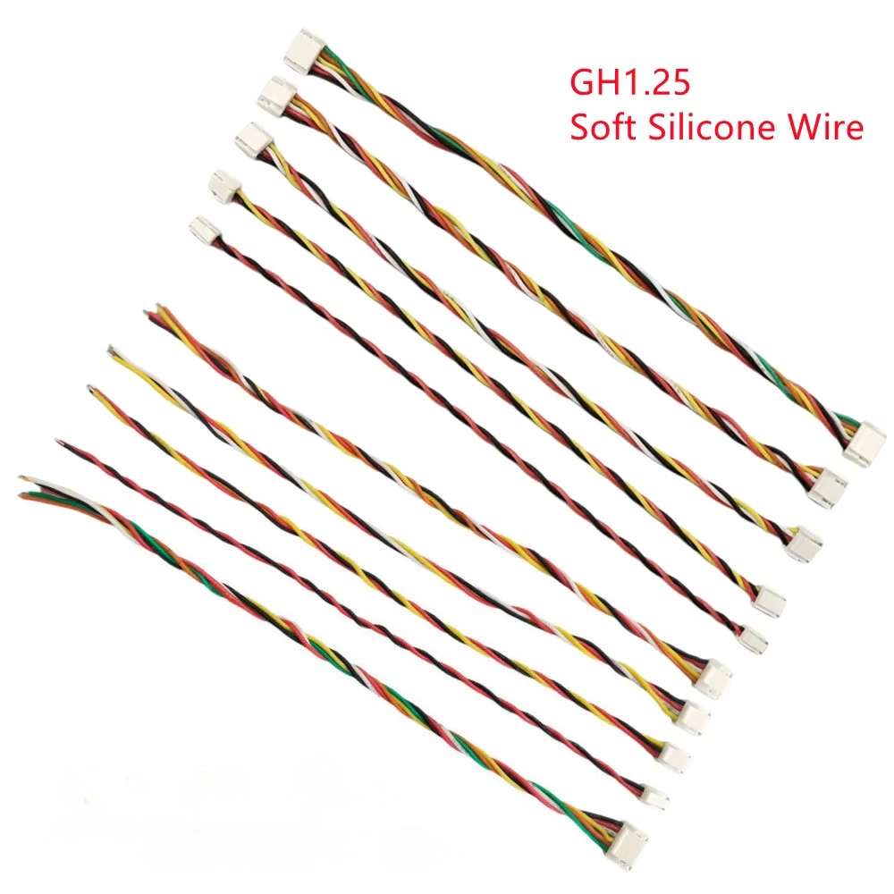 5pcs GH1.25 2P/3P/4P/5P-10 Pin JST GH 1.25 Single Double Head Connector with 150mm Soft Silicone Cables for Pixhawk Pixhack GPS