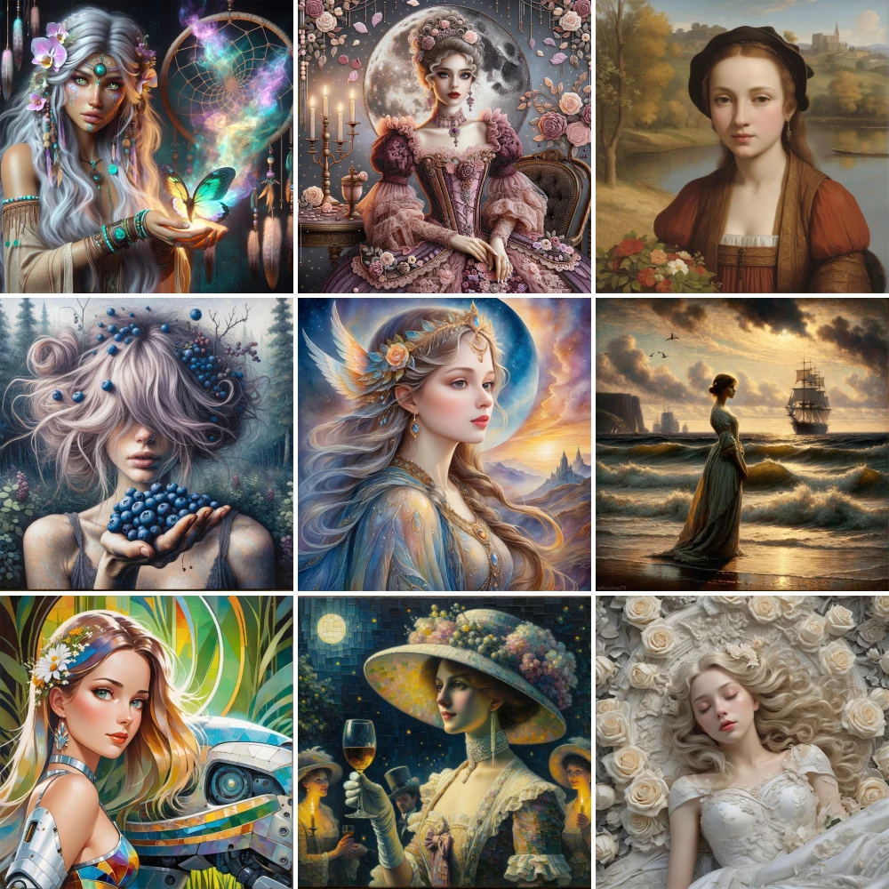 

Fantasy Portrait Girl Pre-Printed Cross-Stitch Complete Kit Embroidery Craft Hobby Painting Handicraft Jewelry Wholesale Counted