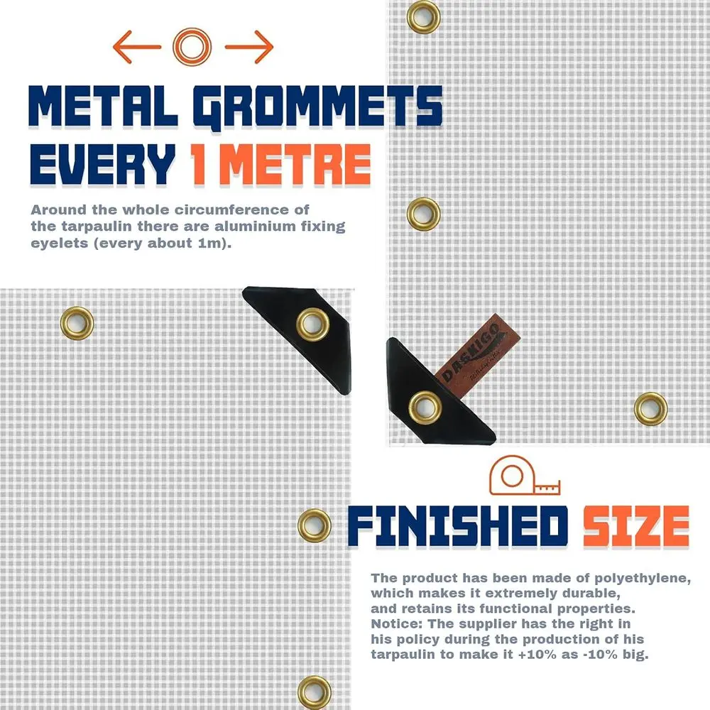 Heavy Duty Waterproof Tarps with Reinforced Mesh, 13x20 Ft Clear Cover Sheets & 6 Bungee Balls