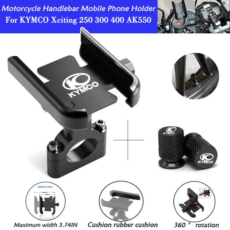 For KYMCO Xciting 250 300 400 AK550 CT250 CT300 S400 Accessories Motorcycle Handlebar Mobile Phone Holder GPS Stand Bracket