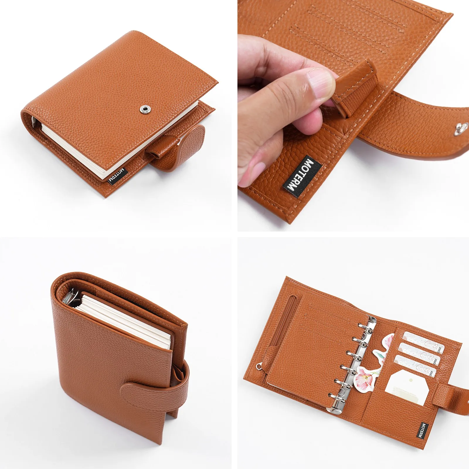 Moterm Regular 2.0 Pocket Size Rings Planner Genuine Pebbled Grain Leather A7 Notebook Agenda Organizer Diary Sketchbook