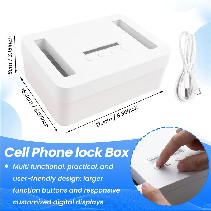 B04C-1 Set Metal Timed Lock Box Time Lock Box Self-Control Timer Locker + Child Lock And LED Display For Phones, Snacks, Alcohol