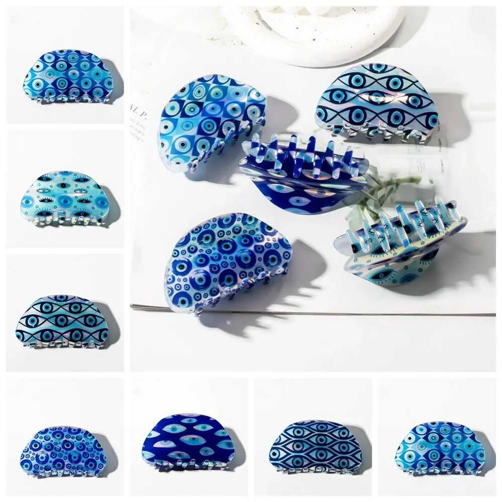 PVC Blue Demon Eye Hair Claw Hair Clip Kroean Style Blue Devil's Eye Shark Clip Ponytail Holder Hair Accessories Streetwear