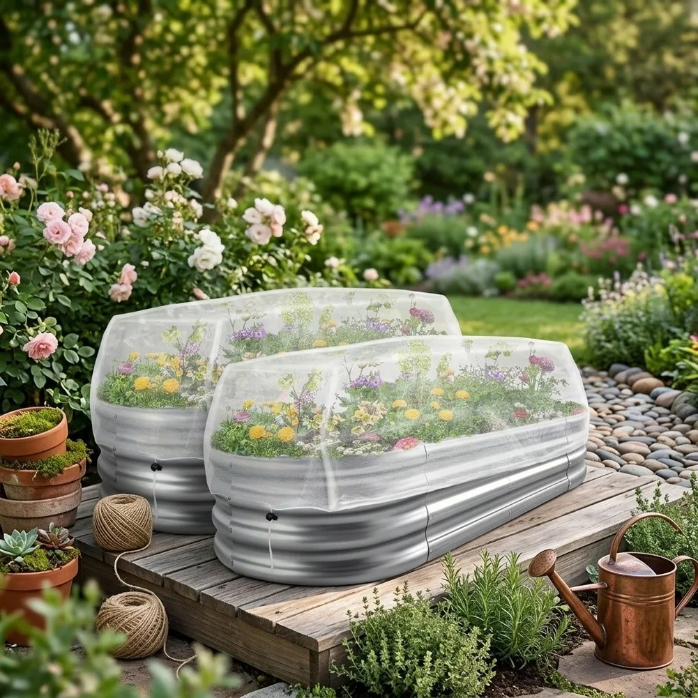 Garden Netting for Raised Beds with Drawstring - Fine Mesh Polyester Cover for Vegetables Flowers Fruits Yard Patio