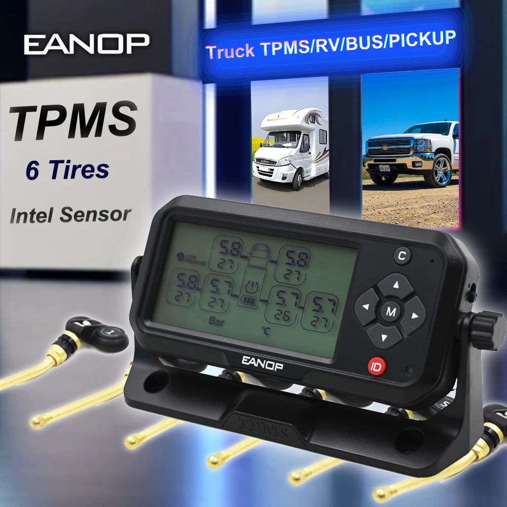 

Беспроводная система контроля давления в шинах TPMS для грузовиков с 6 шинами и внешними/внутренними датчиками для 6 колес