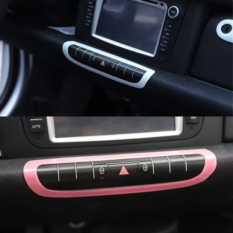 For Smart Brabus 451 Fortwo Car Safety Warning Light Button Decorative Sticker Strip Car Interior Modification Accessories