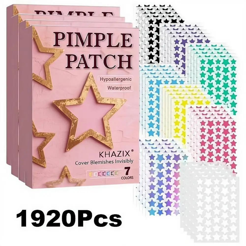 320/1920PCS Hydrocolloid Acne Patch Multi-color Star-shaped Acne Patch For Acne Sensitive Skin Blemish Control Facial Care Tool
