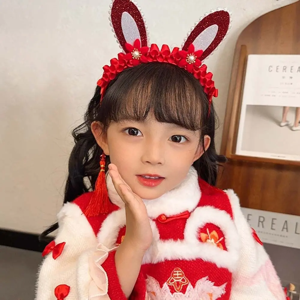 

New Year Hair Hoop Tassel Hair Band Cat Ear Hair Hoop Children's Headband Korean Style Hair Band Rabbit Ear Hair Hoop