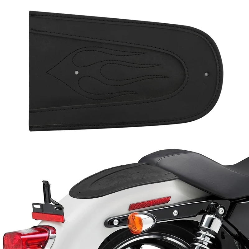 Motorcycle Flame Stitch Leather Rear Fender Bib Cover Pad Accessories Fit For Harley Sportster 883 1200 2004-up