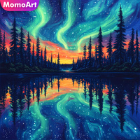 Momoart Diamond Mosaic River Landscape Picture Rhinestones DIY Aurora Painting Tree Full Square Round Embroidery Handicraft