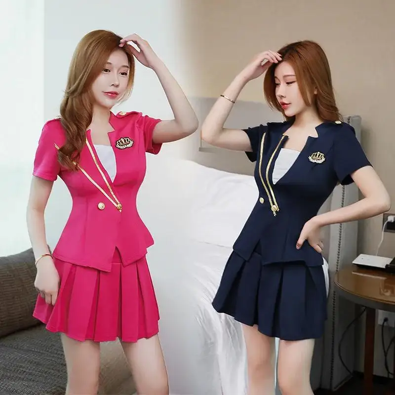 

Woman Work Clothes Shirt Short Skirt Suit Hotel Waiter Beauty Salon Spa Massage Nail Cafe Foot Bath Technician Overalls Uniform