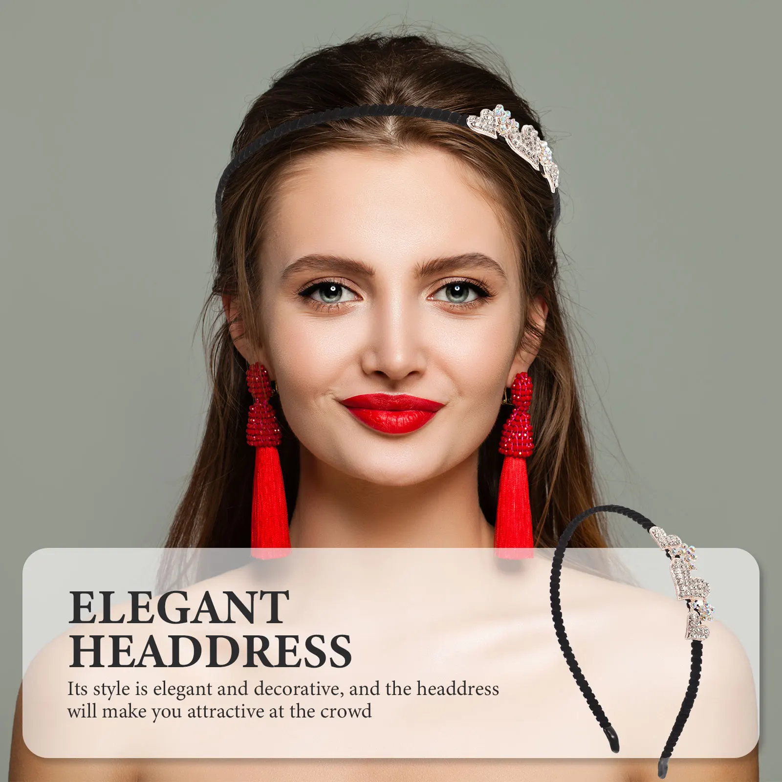 

Rhinestone Headband Non Slip Decorative Wedding Headband Elegant Party Hair Band Fashionable Headdress for Women Girls