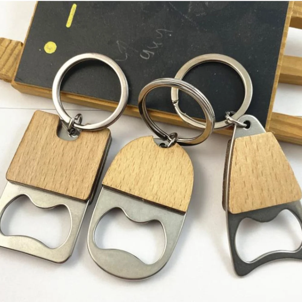 Portable Small Bottle Opener With Wood Handle Wine Beer Soda Glass Cap Bottle Opener Key Chain For Home Kitchen Bar