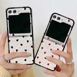 Love Heart Transparent Folding Phone Case for Samsung Galaxy Z Flip 5 ZFlip 6 Clear Cover for Samsung ZFlip 4 3 Fundas Shells
