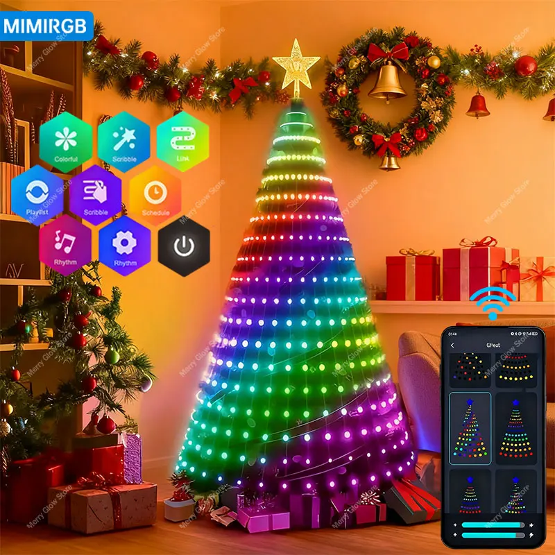 

Christmas Tree Lights 400LEDs Flashing String Lights App & Remote Control RGB DIY Text Music Sync Timer Holiday Home Decorations