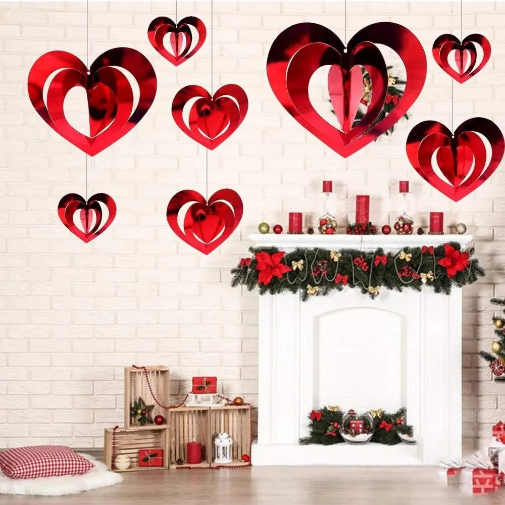 Romantic Valentine's Day Love Pulling DIY 3D Love Spiral Pendant Wedding Valentine's Day Hanging Ornaments Wedding