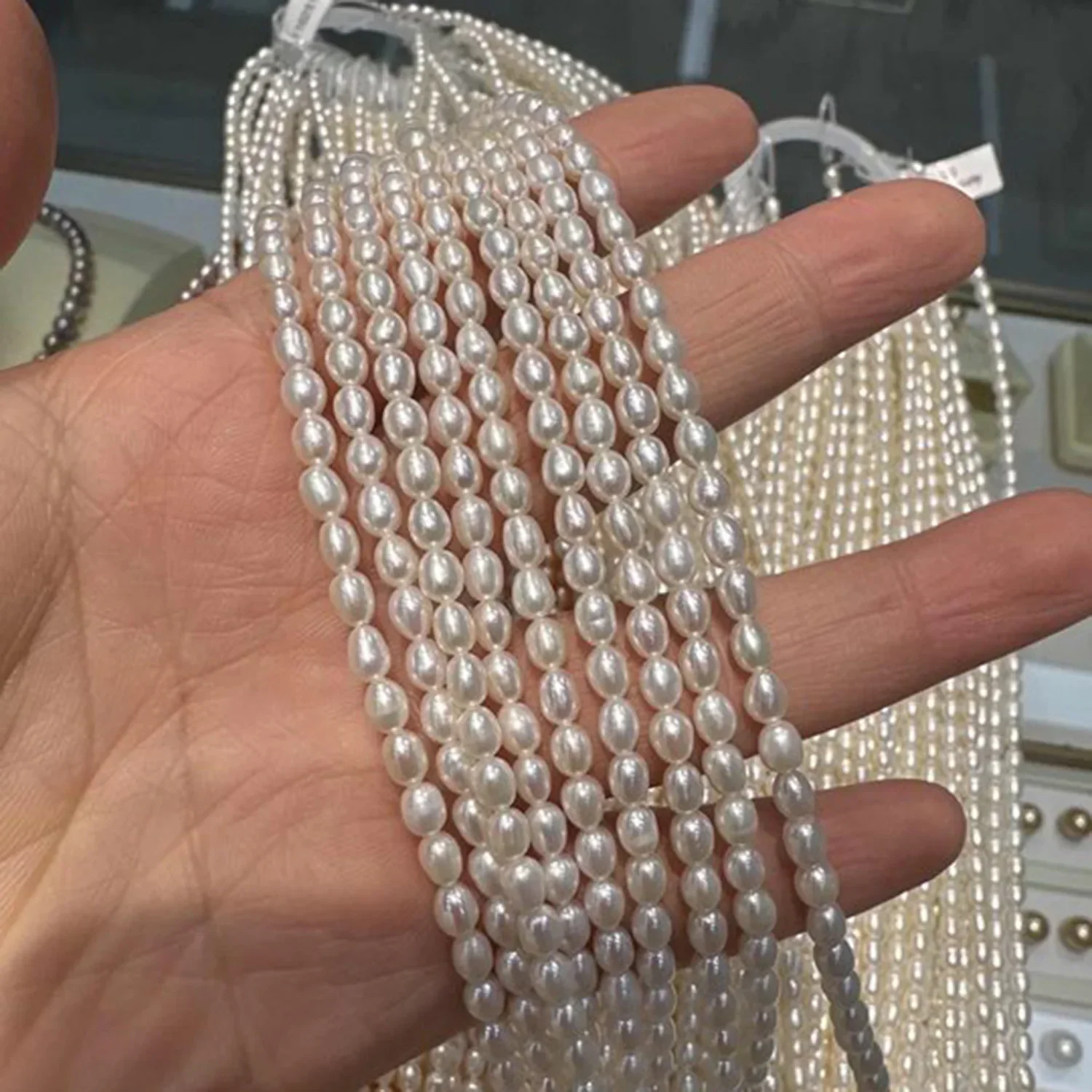 3-4mm Flash New Rice Natural Freshwater Orange White Purple Bead Pearl Jewelry Make DIY Necklace Bracelet Accessories Gift Women
