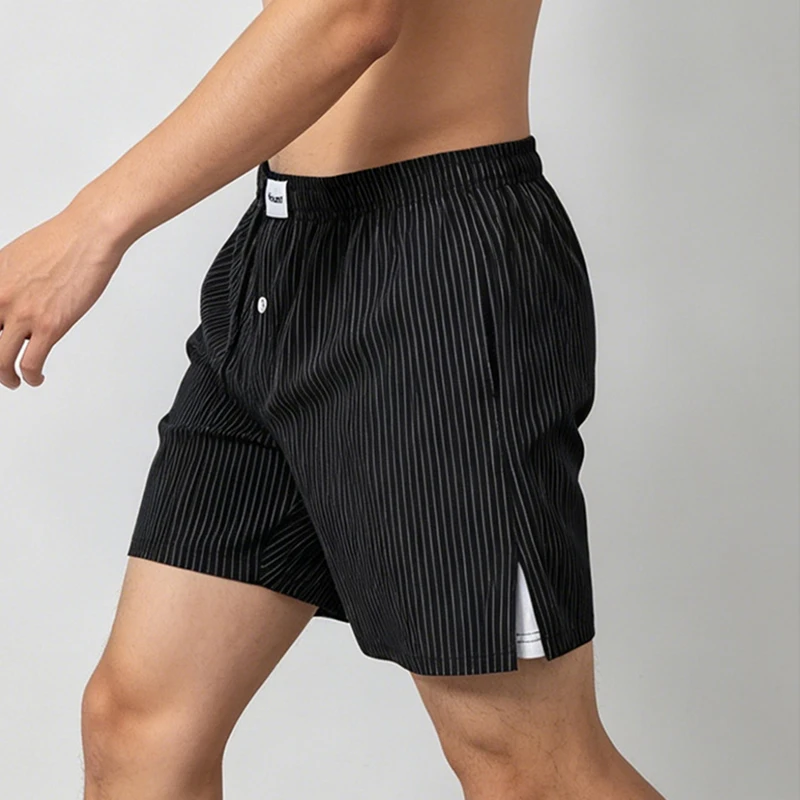 Cotton Blend Men Arrow Pants Underwear Man Striped Sleepwear Panties Loose Breathable Workout Boxer Shorts Homewear Underpants