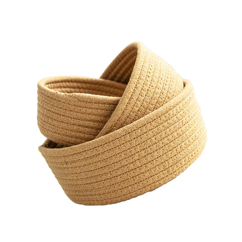 

3Pcs Desktop Storage Box Cotton Rope Woven Basket for Sundry Organizer Home Office Bathroom Bedroom Decorative Container