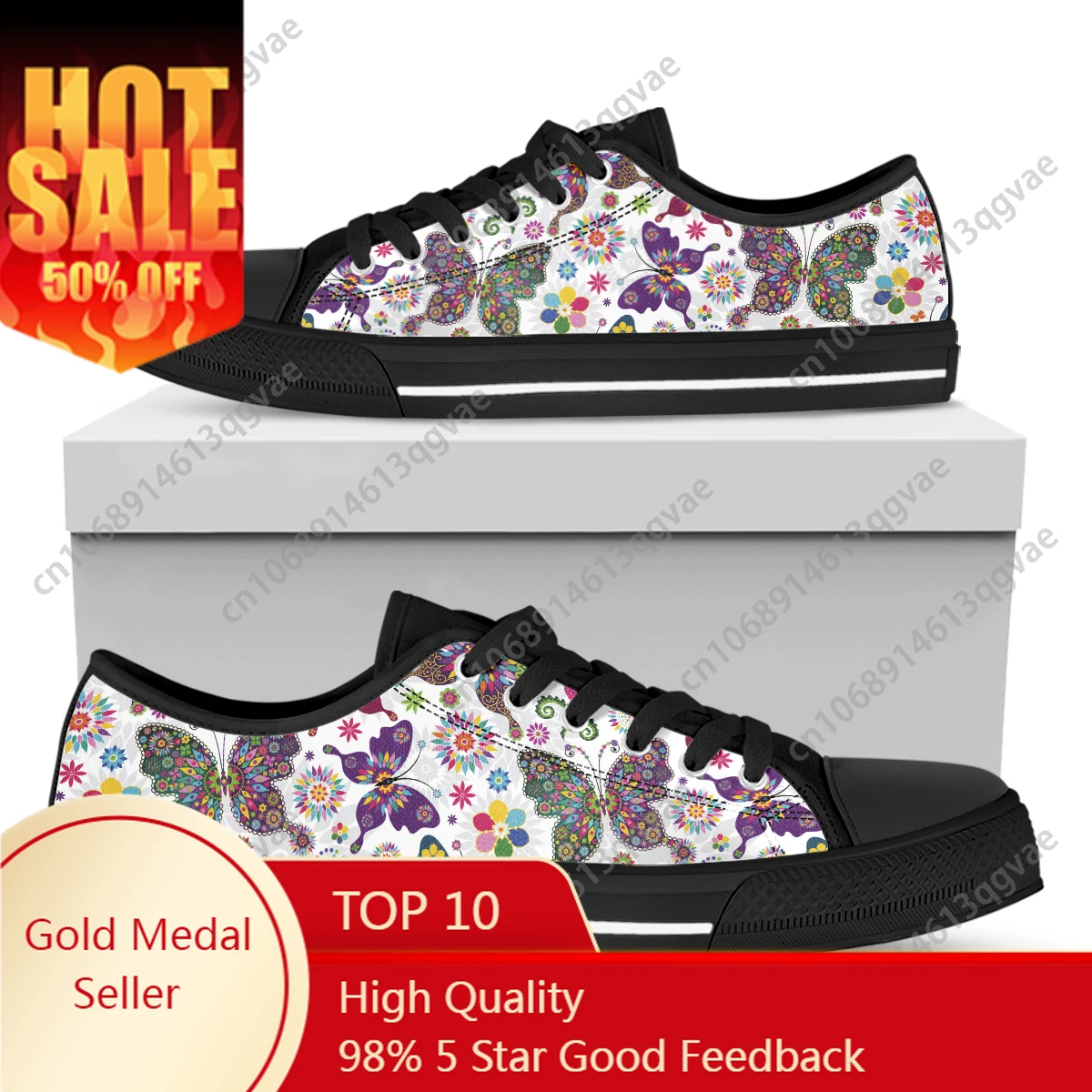 

2025 New Arrivals Floral Butterfly Low Top High Quality Sneakers Mens Womens Teenager Canvas Sneaker Couple Shoes Custom Shoe