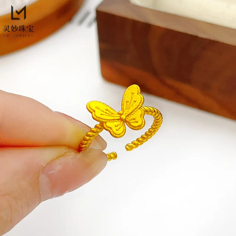 

Роскошные ювелирные изделия из настоящего золота 9999 24 карата, шелковое кольцо с бабочкой мечты, кольцо с изображением Мохуа, кольцо феи, сладкий темпераментный подарок для подруги