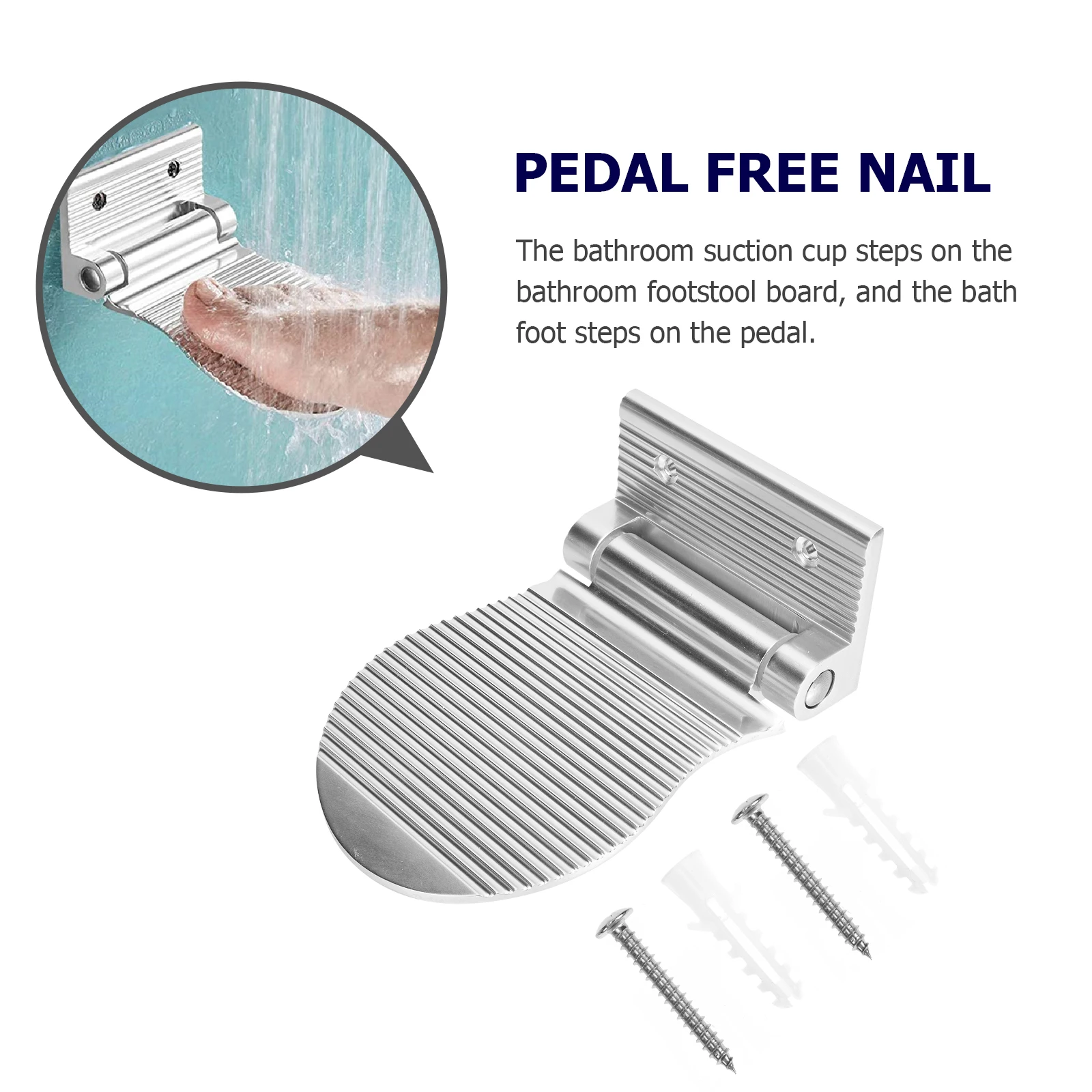 

1Set Stainless Steel Shower Foot Rest Non-Slip Bathroom Pedal Bathing Foot Support for Pregnant Elderly Home Shower Supply
