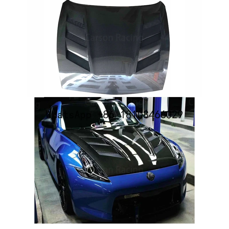 

For Nissan 370Z Racing Engine Hood Bonnet Wet Carbon Fiber Body Kit for Two-Door for Nissan Z34 Cars