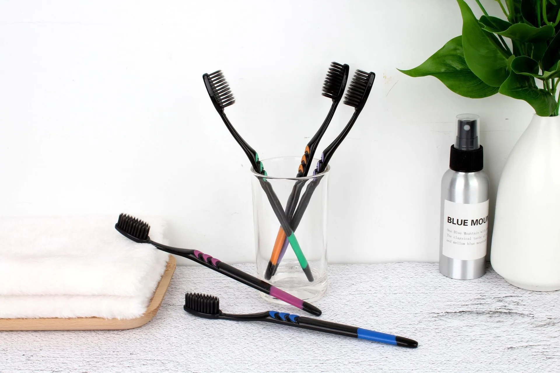 1pcs Bamboo Charcoal Soft-Bristle Toothbrush – Family Pack (Guest Set)  Adult Soft Bristles Travel-Friendly Value Pack