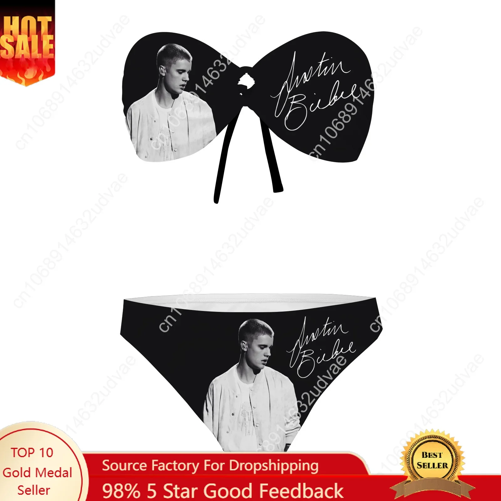

Justin Bieber Strapless Swimsuit Womens Bathing Suits Personalized Fashion Swimwear Pool Party Sexy Bikini Customize Beachwear