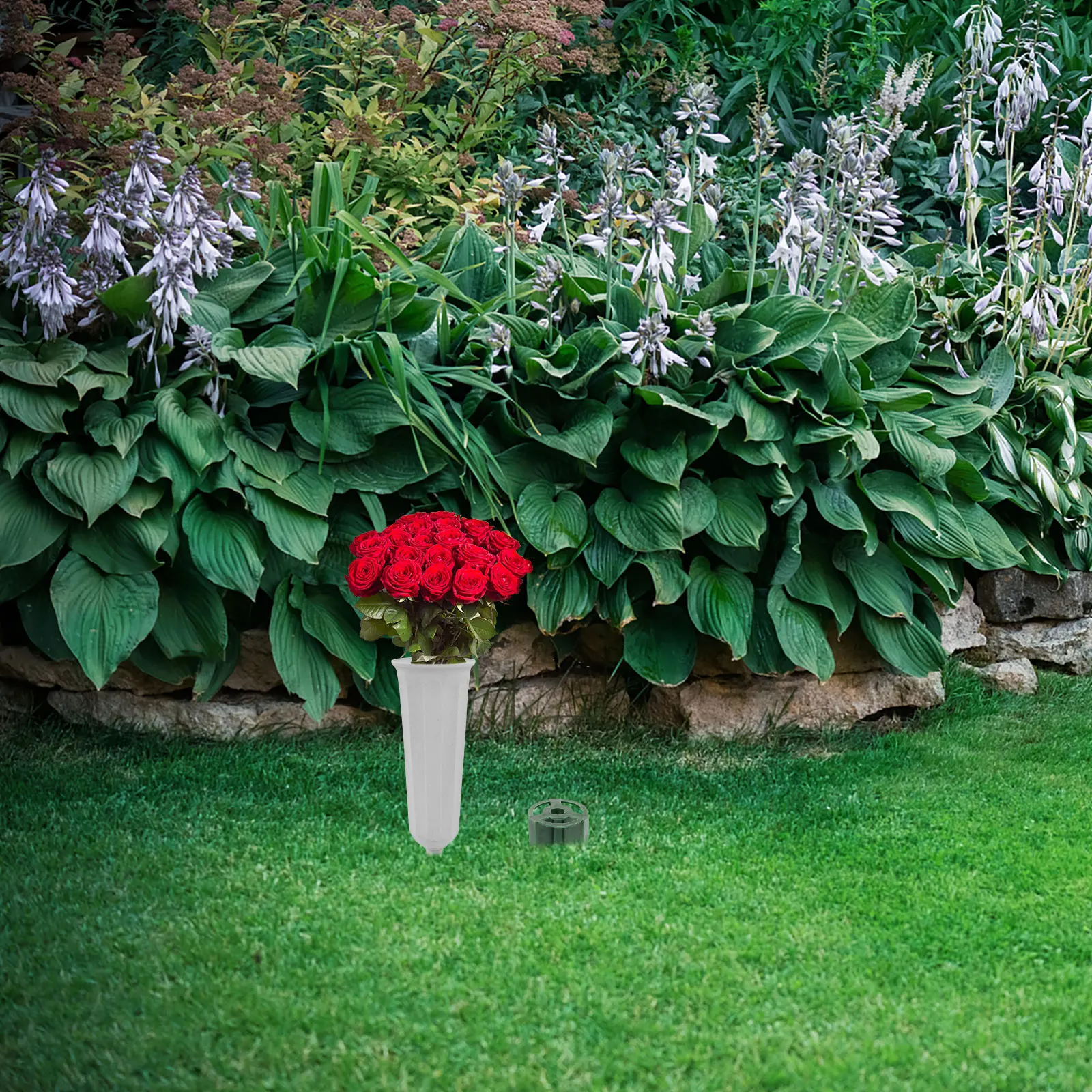 

20Pcs Cemetery Grave Vase Inserts Plastic Flower Holders Cylindrical Stable Brackets for Memorial Flower Arrangements Outdoor