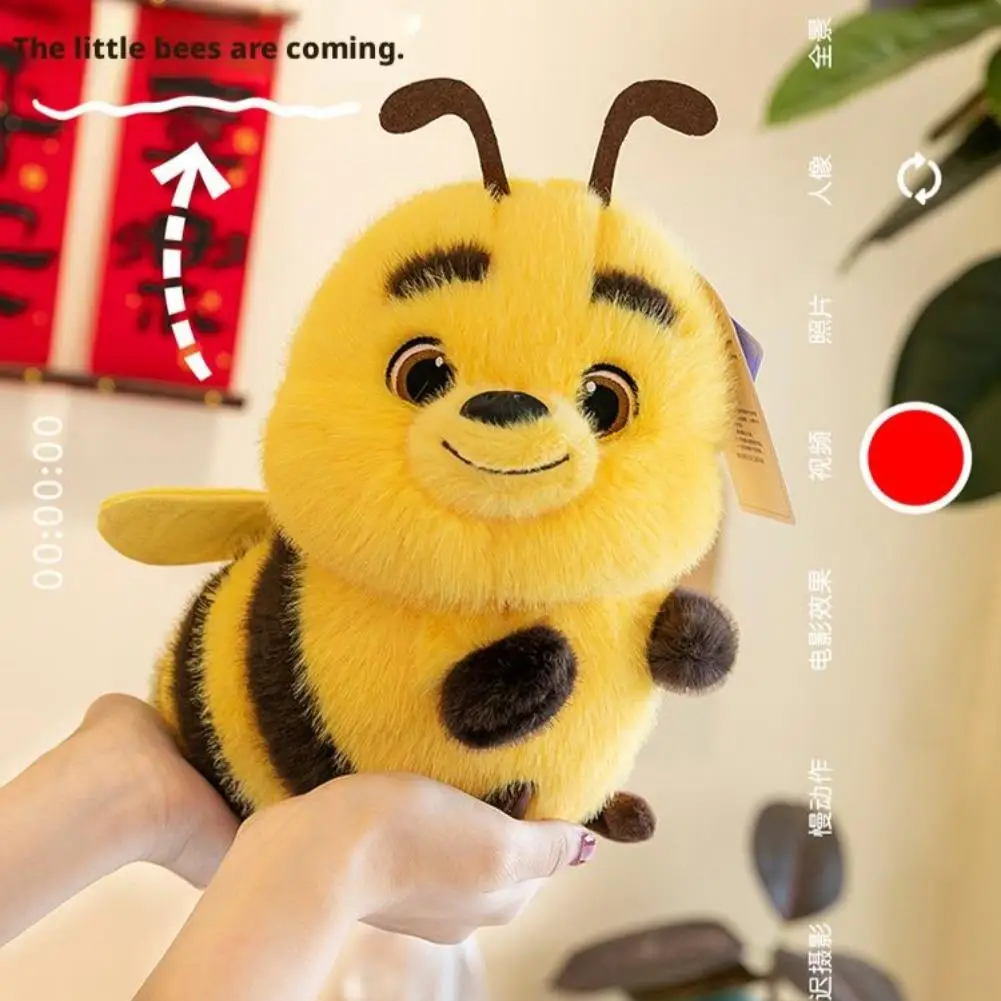25cmの漫画風のかわいいミツバチのぬいぐるみ、柔らかくてキュートな春の昆虫、ミツバチのぬいぐるみ、かわいい黄色い大きな目の小さなミツバチのぬいぐるみ