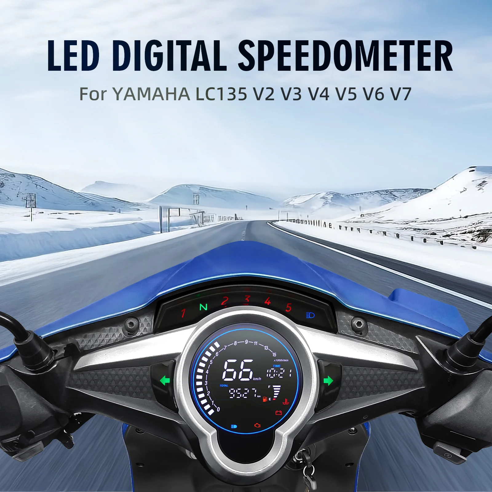 For Yamaha LC135 V2 V3 V4 V5 V6 V7 Digital Motorcycle Instrument Panel Meter Full LCD Speedometer with Oil Gauge Water Temp Gear